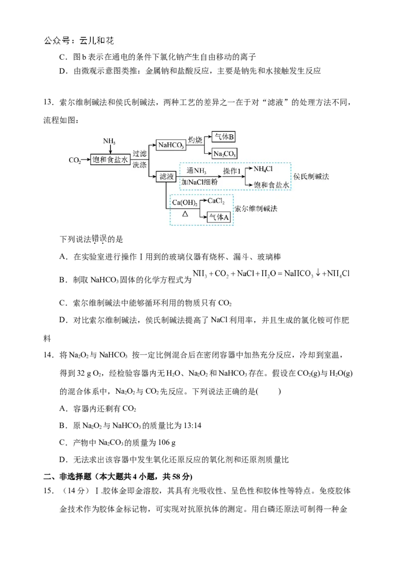 安徽省芜湖市第一中学2024-2025学年高一上学期中考试化学试题_2024年11月试卷_1107安徽省芜湖市第一中学2024-2025学年高一上学期中考