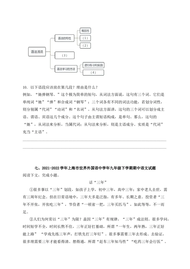 专题03议论文、说明文阅读-2022年中考二模语文试题分类汇编（上海专用）（原卷版）_0122026上海中考一模二模真题试卷_2025-2012年_1.上海中考语文一模二模（14-24）_二模
