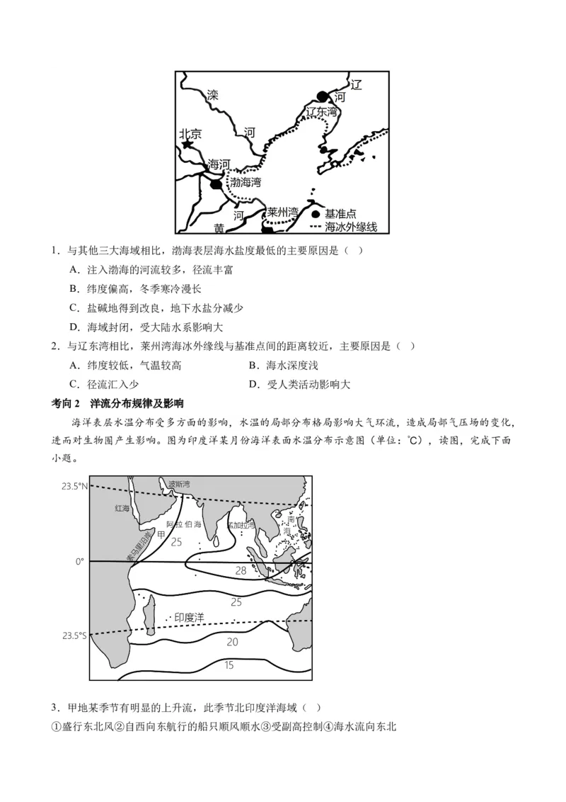 专题04水体运动规律（讲义）（原卷版）_新高考复习资料_2024年新高考复习资料_二轮复习资料_2024年高考地理二轮复习讲练测（新教材新高考）_配套讲义