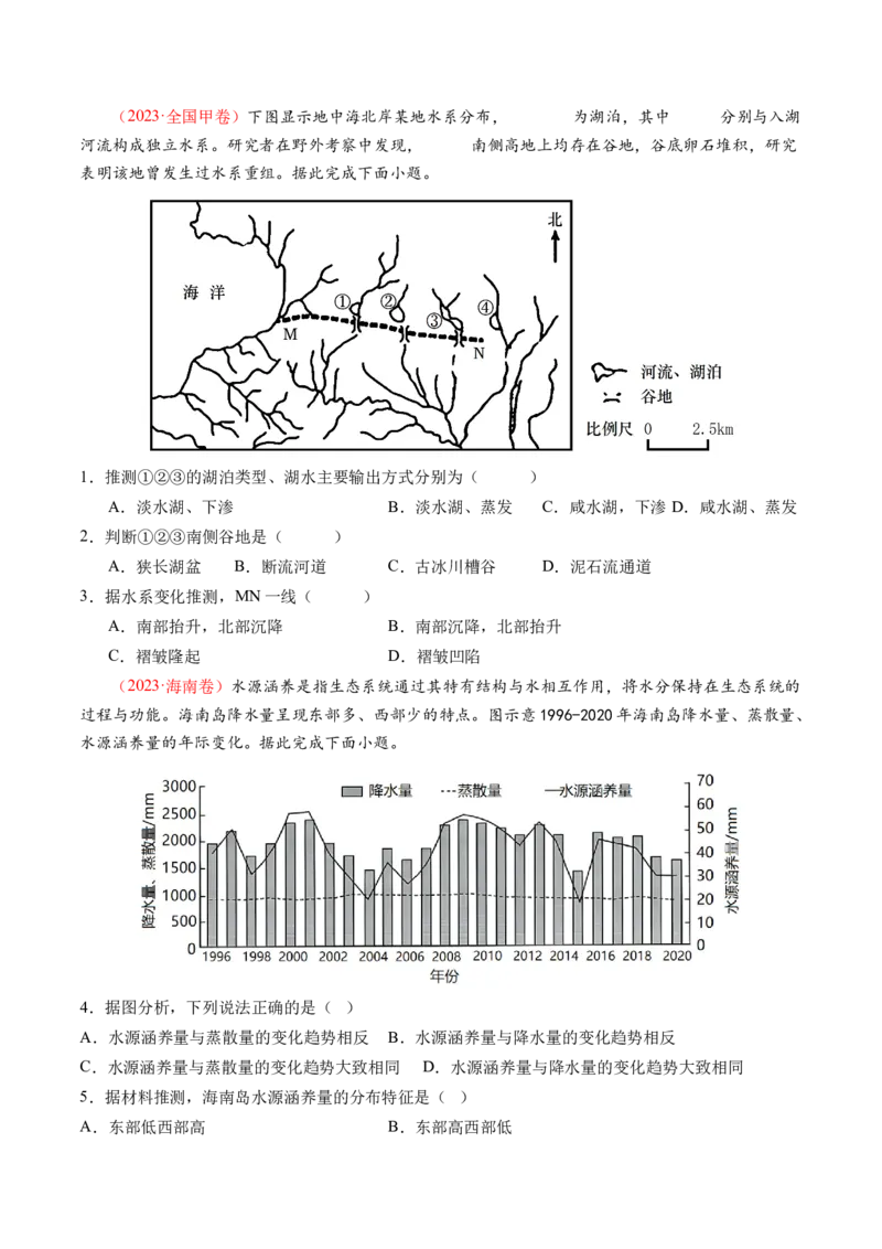 专题04水体运动规律（讲义）（原卷版）_新高考复习资料_2024年新高考复习资料_二轮复习资料_2024年高考地理二轮复习讲练测（新教材新高考）_配套讲义