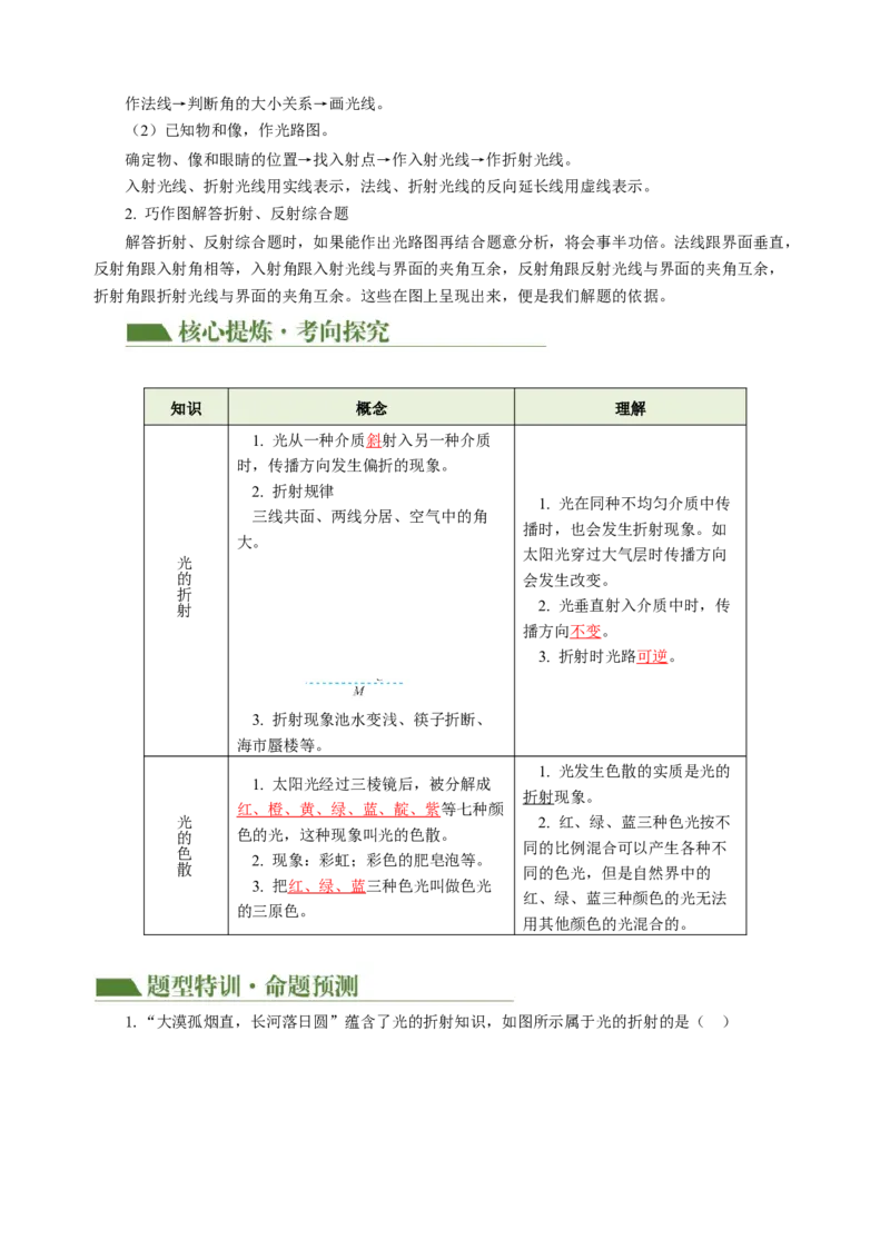 专题02光学（讲练）解析版_8、物理总复习_8.中考物理总复习_2024年中考复习资料_二轮复习资料_完2024年中考物理二轮复习课件+讲义+练习（全国通用）