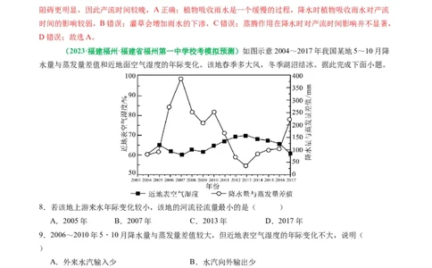 3.1水循环及其影响（练习）（解析版）_新高考复习资料_2024年新高考复习资料_一轮复习资料_完备战2024年高考地理一轮复习考点帮（新高考专用）_第二部分自然地理