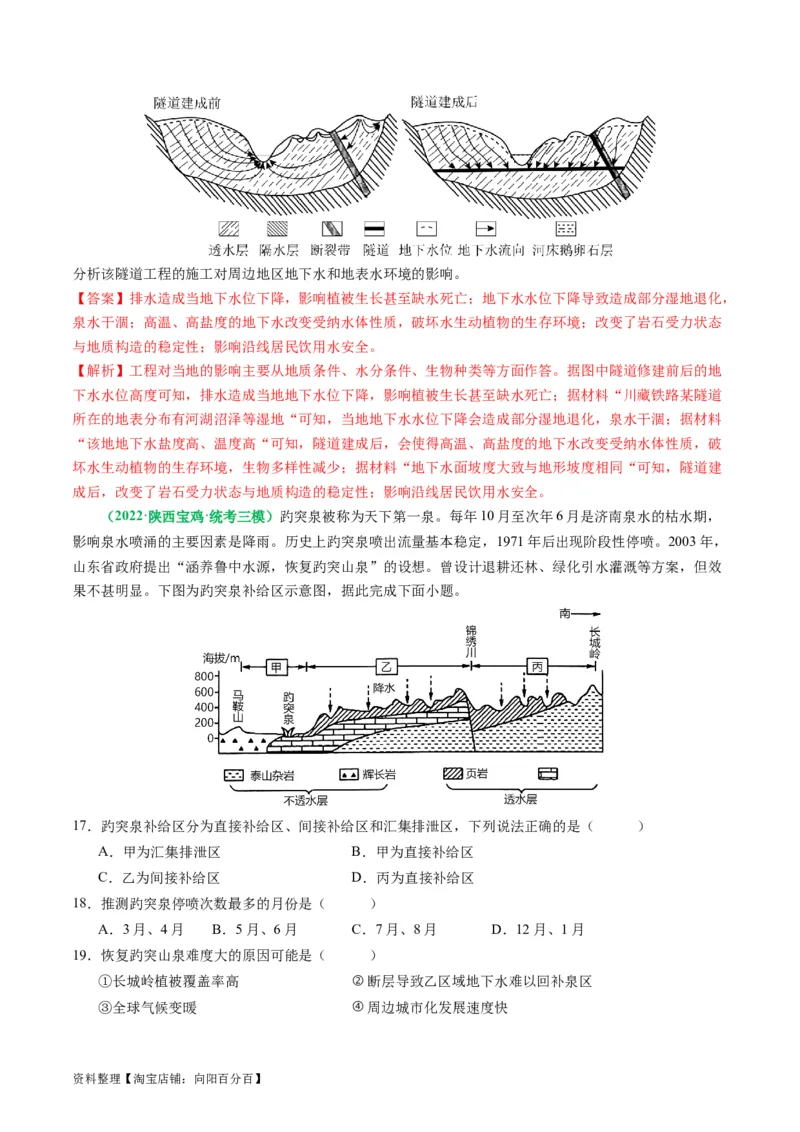 3.1水循环及其影响（练习）（解析版）_新高考复习资料_2024年新高考复习资料_一轮复习资料_完备战2024年高考地理一轮复习考点帮（新高考专用）_第二部分自然地理