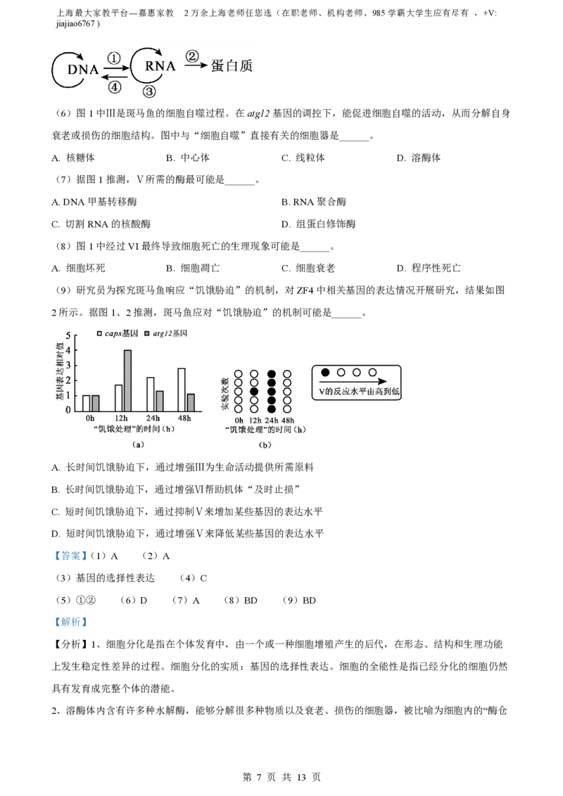 精品解析：上海交通大学附属中学2022-2023学年高一下学期期末生物试题（解析版）_0122026上海中考一模二模真题试卷_2026年上海一模_上海1500初中高中试卷_高中_高一_下学期_3：期末