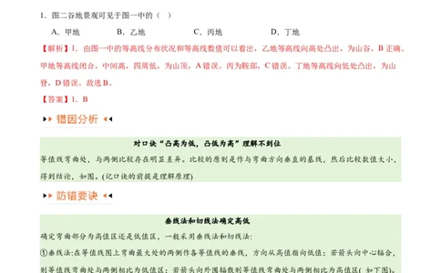 专题01等高线提分突破（5大易错）-备战2024年高考地理考试易错题（全国通用）（解析版）_新高考复习资料_2024年新高考复习资料_专项复习资料_教师版（含答案解析）