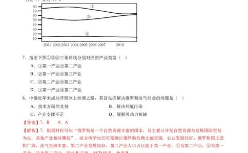 3.2地区产业结构变化（练习）-备战2024年高考地理一轮复习考点帮（新高考专用）（解析版）_新高考复习资料_2024年新高考复习资料_一轮复习资料_第四部分区域发展