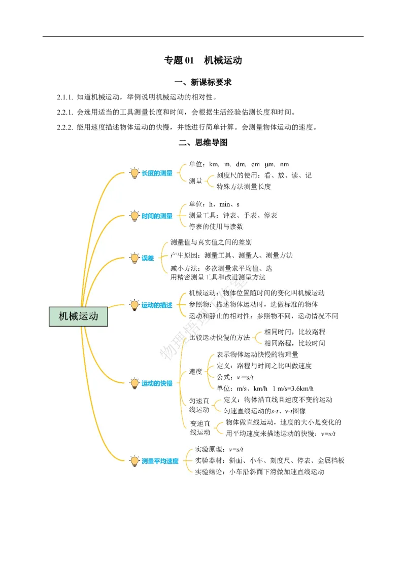 专题01机械运动（知识梳理典例练习）教师版）_8、物理总复习_8.中考物理总复习_2024年中考复习资料_一轮复习资料_完2024年中考物理一轮复习课件+练习_配套练习