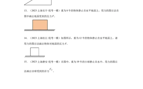 专题03-弹力、重力、摩擦力、浮力作图题-学易金卷：2023年中考物理一模试题分项汇编（上海专用）（原卷版）_0122026上海中考一模二模真题试卷_2025-2012年_一模