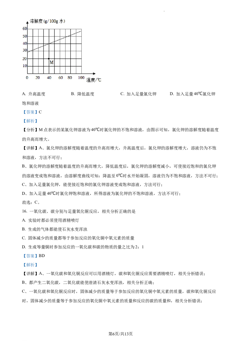 精品解析：2023年上海市虹口区中考二模化学试题（解析版）_0122026上海中考一模二模真题试卷_2025-2012年_5.上海中考化学一模二模（12-24）_二模_2023年上海市中考化学二模试卷（15份）