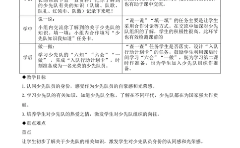 14.光荣的少先队第一课时素养教案_26新一年级道法下册（统编版）_核心素养教案