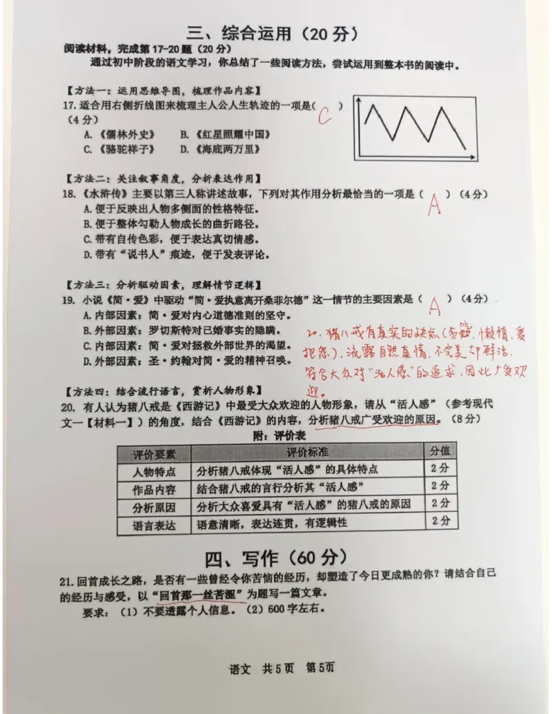 徐汇二模语文答案（手写参考版）_0122026上海中考一模二模真题试卷_2026上海二模更新中1_徐汇