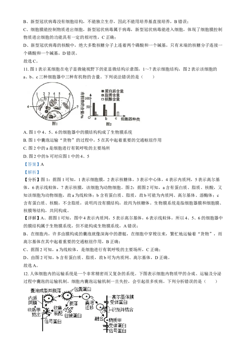 安徽省江南十校2024-2025学年高一上学期12月分科诊断联考生物试题Word版含解析_2025年01月试卷_0112安徽省江南十校2024-2025学年高一上学期12月份分科诊断考试