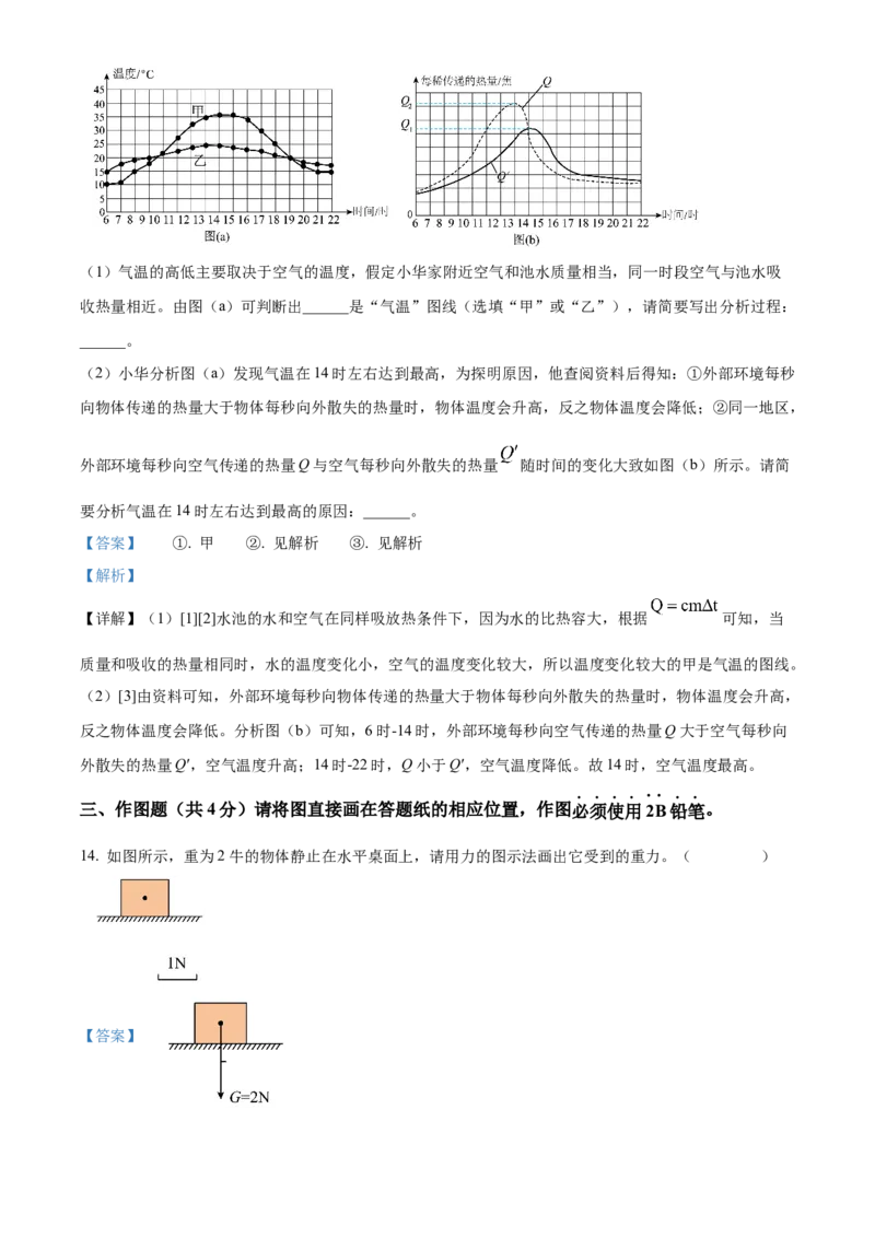 精品解析：2024年上海市杨浦区中考三模物理试题（解析版）_0122026上海中考一模二模真题试卷_2025-2012年_4.上海中考物理一模二模（14-24）_二模_赠品（三模）