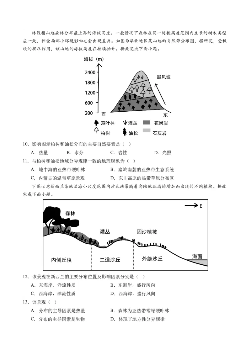 专题06自然地理环境的整体性与差异性（含生物与环境、冻土）（讲义）（原卷版）_新高考复习资料_2024年新高考复习资料_二轮复习资料_2024年高考地理二轮复习讲练测（新教材新高考）