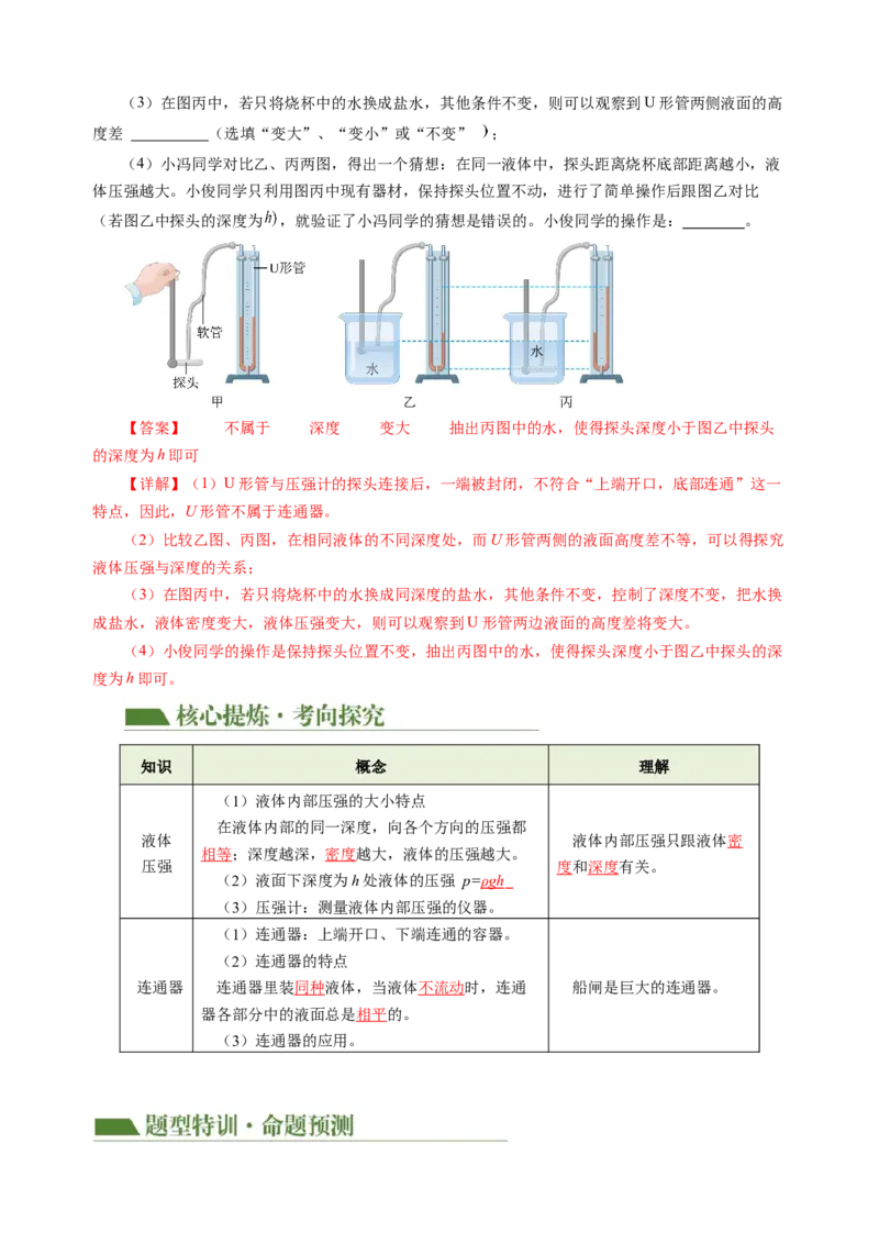 专题06密度压强（讲练）解析版_8、物理总复习_8.中考物理总复习_2024年中考复习资料_二轮复习资料_完2024年中考物理二轮复习课件+讲义+练习（全国通用）_模块二（力学）