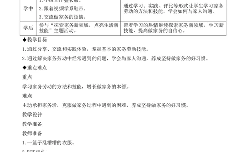 12.学做家务活第二课时素养教案_26新一年级道法下册（统编版）_核心素养教案
