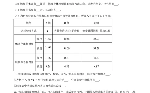 精品解析：上海市闵行区2022-2023学年九年级上学期期末练习生命科学试题（原卷版）_0122026上海中考一模二模真题试卷_2026年上海一模_上海1500初中高中试卷_初中_九年级_上学期_3：期末