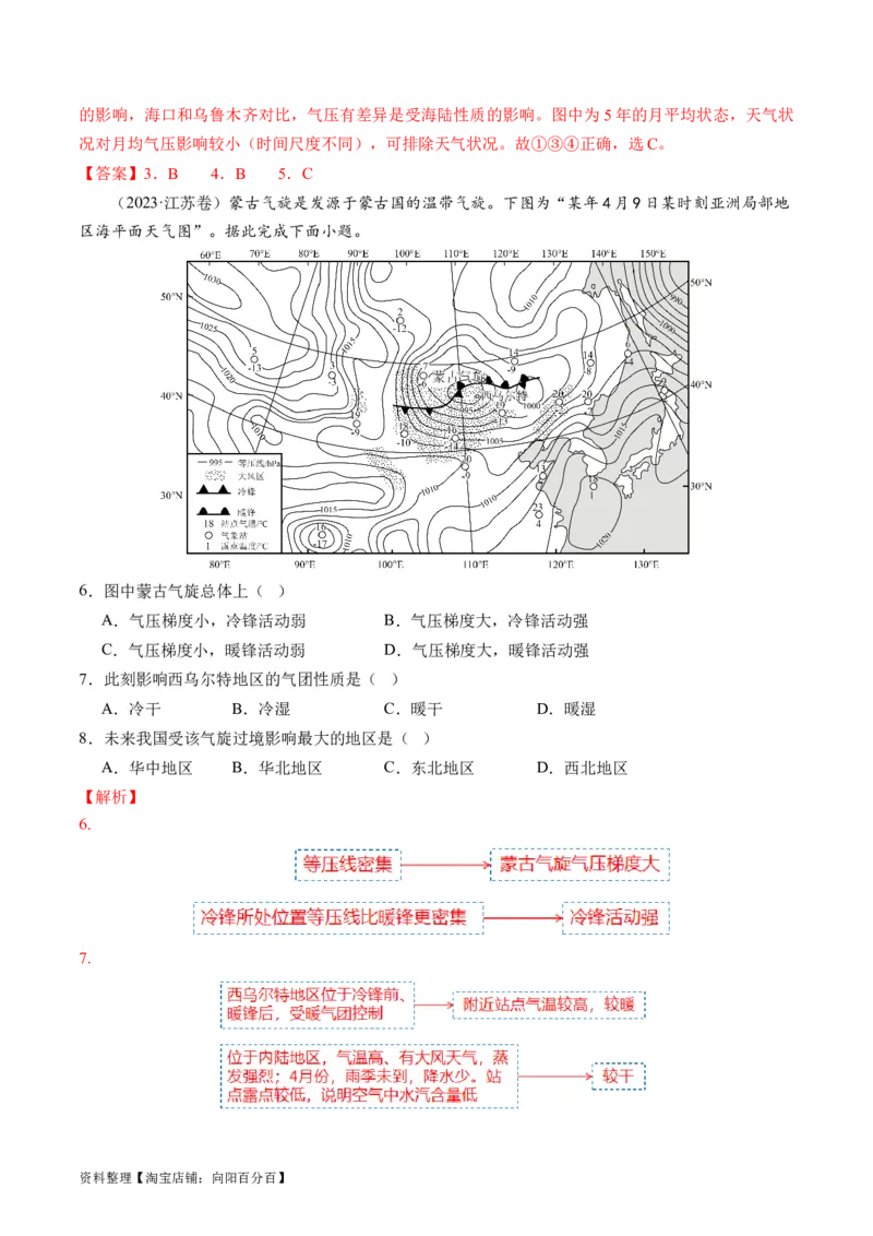 专题03大气运动规律（讲义）（解析版）_新高考复习资料_2024年新高考复习资料_二轮复习资料_2024年高考地理二轮复习讲练测（新教材新高考）_配套讲义_教师版（含答案解析）