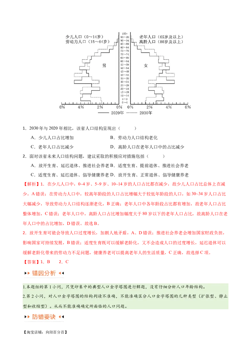 专题07人口与城市易错突破（6大易错）-备战2024年高考地理考试易错题（全国通用）（解析版）_新高考复习资料_2024年新高考复习资料_专项复习资料_教师版（含答案解析）