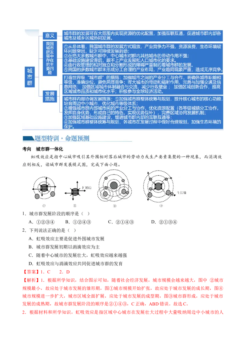 专题08微专题人口问题、传统文化和民居、城市群（讲义）（解析版）_新高考复习资料_2024年新高考复习资料_二轮复习资料_2024年高考地理二轮复习讲练测（新教材新高考）_配套讲义