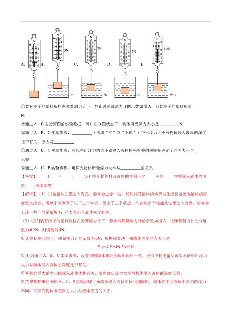专题10压强和浮力（全国通用）解析版_8、物理总复习_8.中考物理总复习_2024年中考复习资料_二轮复习资料_完2024年中考物理专题练习（全国通用）_重点练_教师版（含答案解析）