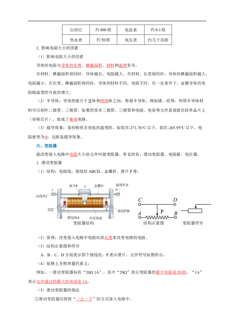 专题15电流电压电阻（知识梳理+典例+练习）-2024物理中考一轮复习精品资料（教师版）_8、物理总复习_2024年中考复习资料_一轮复习_更新2024年中考物理一轮复习精品资料_配套练习