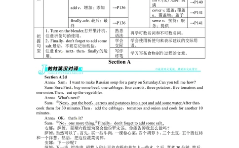 《初中同步测控全优设计》八年级英语人教版上册例题与讲解：Unit8HowdoyoumakeabananamilkshakeSectionA_最新人教版英语八年级上册_老版（含有参考价值）_单元检测+同步测控