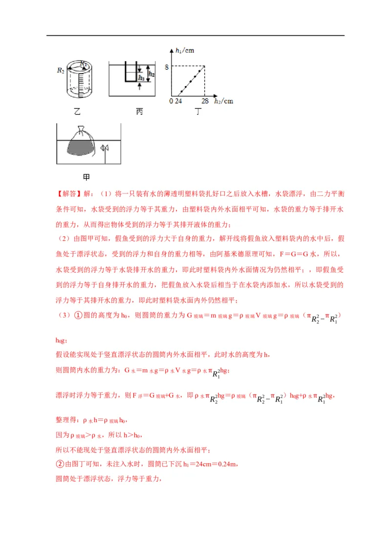 专题07浮力相关实验（解析版）_8、物理总复习_8.中考物理总复习_2023年中考复习资料_二轮复习_2023年中考物理二轮题型专项复习（全国通用）