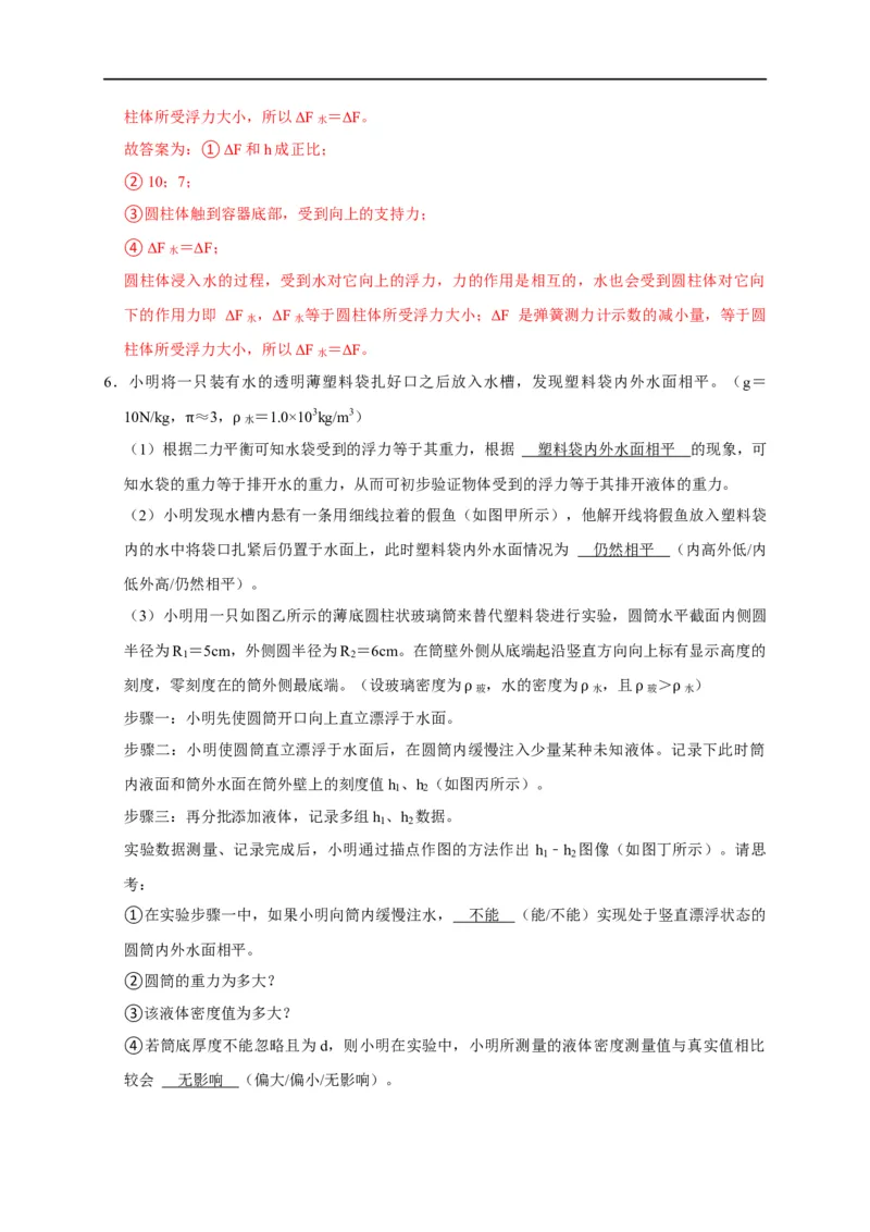 专题07浮力相关实验（解析版）_8、物理总复习_8.中考物理总复习_2023年中考复习资料_二轮复习_2023年中考物理二轮题型专项复习（全国通用）