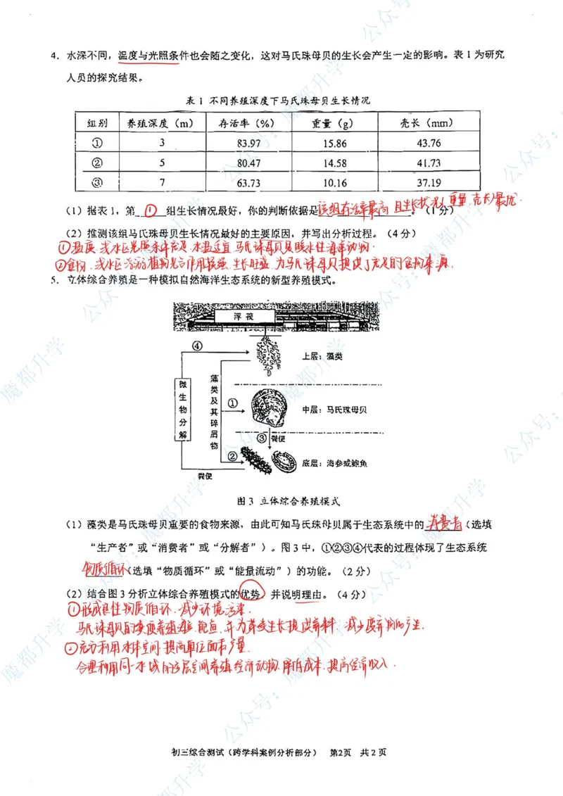 浦东跨学科手写参考答案_0122026上海中考一模二模真题试卷_2026上海二模更新中1_杨浦