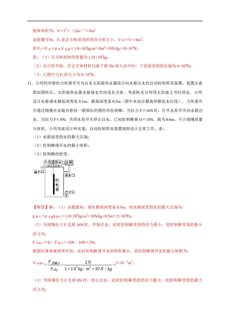 专题03压强和浮力问题（解析版）_8、物理总复习_8.中考物理总复习_2023年中考复习资料_二轮复习_2023年中考物理二轮题型专项复习（全国通用）