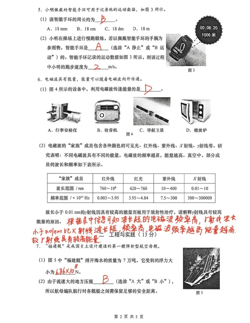 闵行二模物理答案（手写参考版）_0122026上海中考一模二模真题试卷_2026上海二模更新中1_闵行