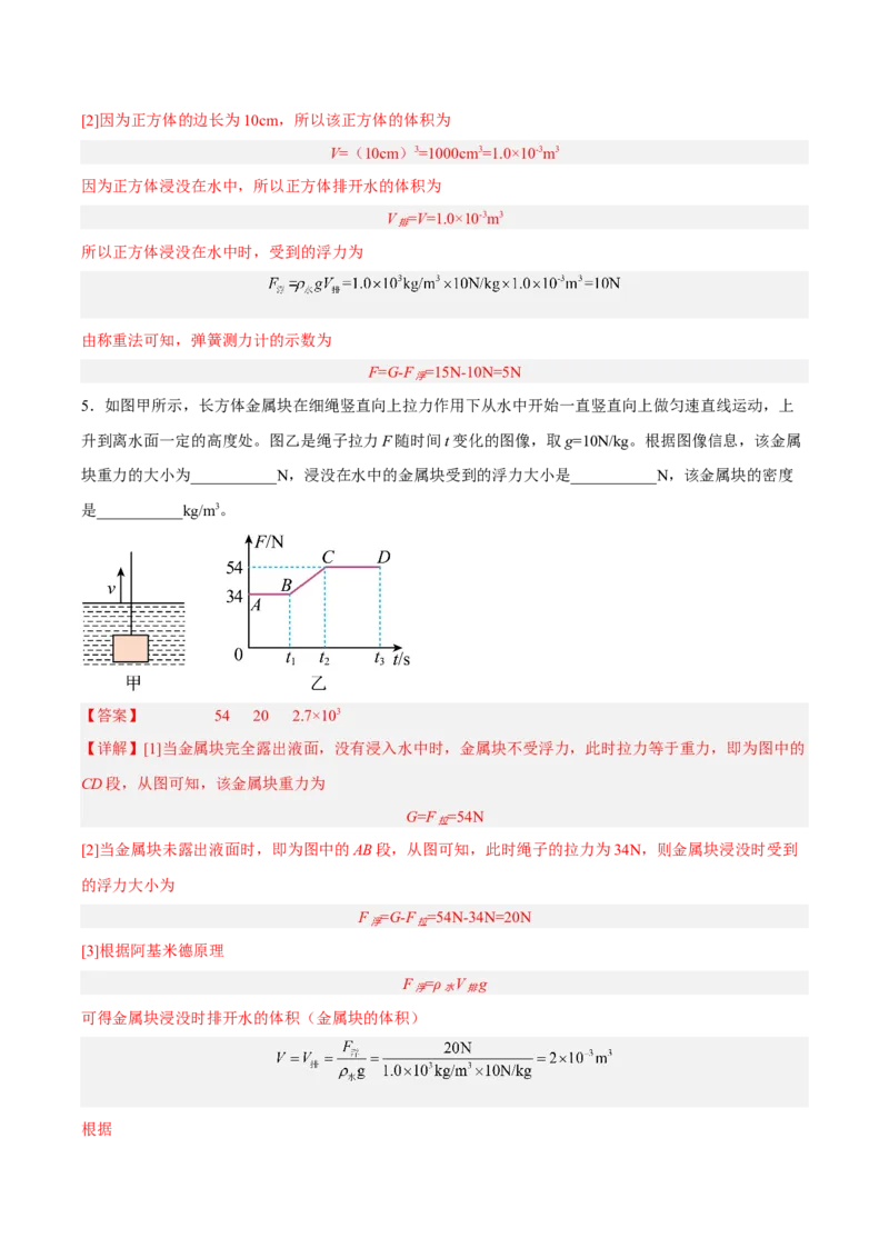 专题09浮力2022-2023学年中考二轮培优训练（解析版）_8、物理总复习_8.中考物理总复习_2023年中考复习资料_二轮复习_备战2023学年中考二轮培优训练