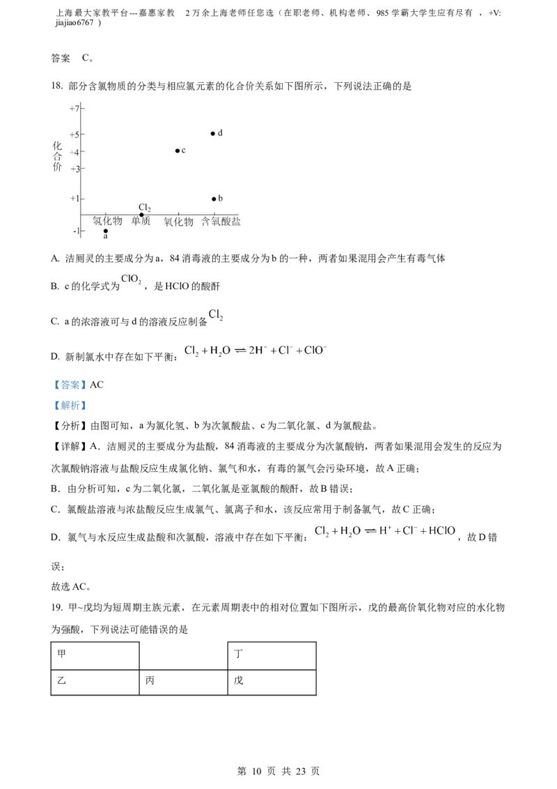 精品解析：上海市宝山区2023届高三一模化学试题（解析版）_0122026上海中考一模二模真题试卷_2026年上海一模_上海1500初中高中试卷_高中_高三_模拟卷_化学