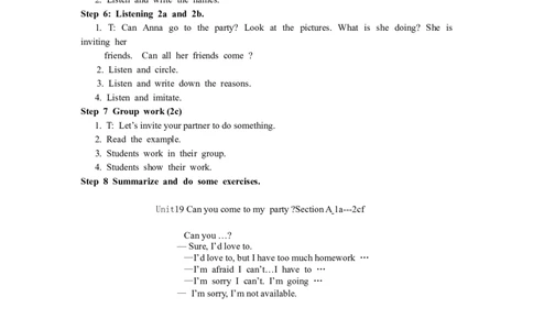 unit9Canyoucometomyparty全单元教案（5课时）_最新人教版英语八年级上册_老版（含有参考价值）_01教案人教版初中英语八上（多版本）易提分旗舰店