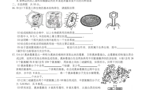 安徽省合肥市百花中学等四校联考2025-2026学年高一上学期11月期中考试生物Word版无答案_2025年12月高一试卷