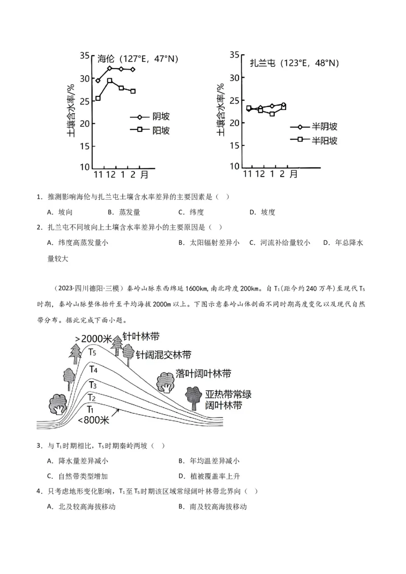 专题06整体性与差异性易错突破（4大易错）-备战2024年高考地理考试易错题（全国通用）（原卷版）_新高考复习资料_2024年新高考复习资料_专项复习资料