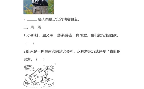 7、可爱的动物同步练习（含答案）_26新一年级道法下册（统编版）_老课标资料_4、一课一练部编一下道法_一课一练