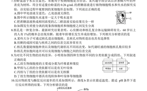 广东省六校（茂名一中，惠州一中，河源一中等）2024-2025学年高一上学期12月联合考试生物试题_2024年12月试卷