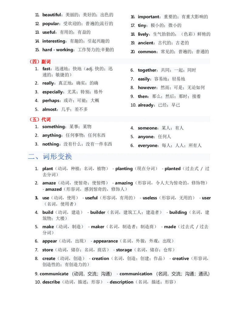 （合并）单元知识清单Unit1-8教师版_最新人教版英语八年级上册_新版_最新2025秋人教版英语（八年级上册）_2025秋人教版英语8上：预习资料包_14单元知识清单（word+pdf）