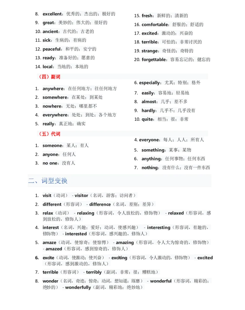 （合并）单元知识清单Unit1-8教师版_最新人教版英语八年级上册_新版_最新2025秋人教版英语（八年级上册）_2025秋人教版英语8上：预习资料包_14单元知识清单（word+pdf）