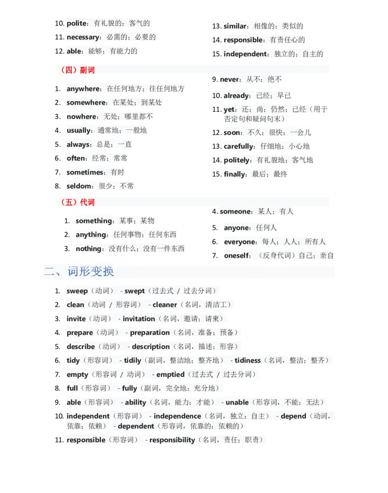 （合并）单元知识清单Unit1-8教师版_最新人教版英语八年级上册_新版_最新2025秋人教版英语（八年级上册）_2025秋人教版英语8上：预习资料包_14单元知识清单（word+pdf）