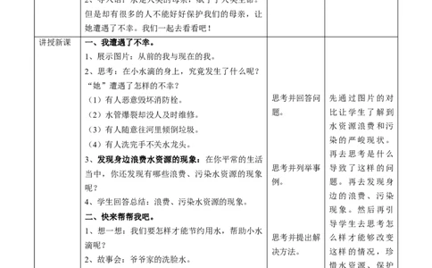 3.9小水滴的诉说第二课时教案(1)_26新二年级道法下册（统编版）_版本二_教学设计_教案1
