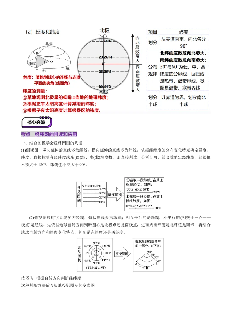 第01讲经纬网与地图（讲义）（原卷版）_新高考复习资料_2025年新高考资料_2025年高考地理一轮复习讲练测（新教材新高考）