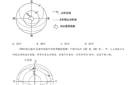 热点专项02太阳视运动（原卷版）_新高考复习资料_2024年新高考复习资料_一轮复习资料_完2024年高考地理一轮复习考点通关卷（新高考）_热点专项