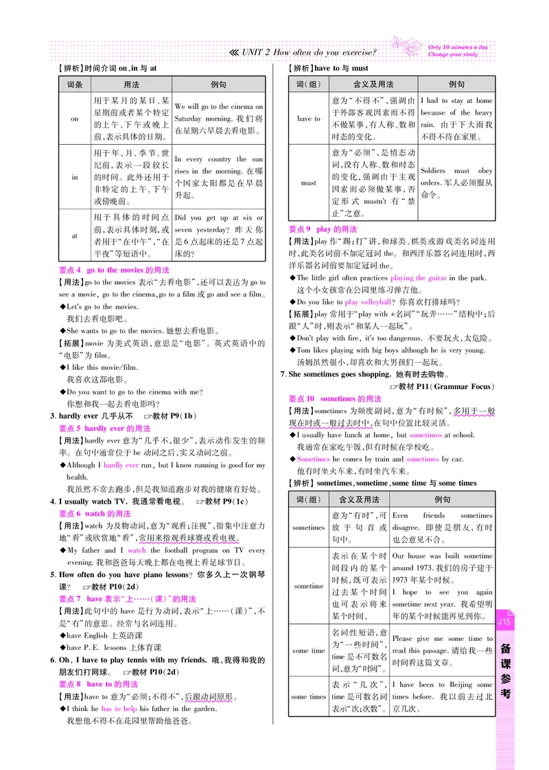 高效课时通人教版英语八年级上册Unit2Howoftendoyouexercise备课参考（PDF版）_最新人教版英语八年级上册_老版（含有参考价值）_备课素材
