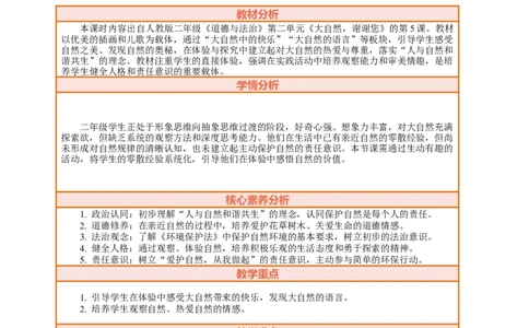 5.1《亲近大自然&mdash;&mdash;大自然中的快乐》教案设计(1)(1)_26新二年级道法下册（统编版）_版本一_部编版道德与法治2下_2026春新版_第三套-wu_01课件+教案+习题第1套