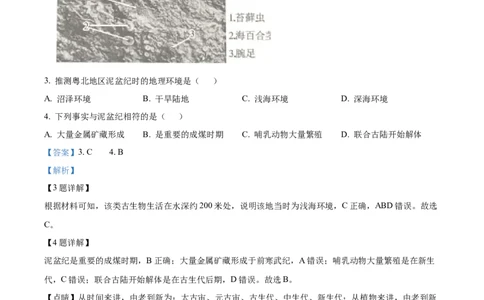 广东省清远市2024-2025学年高一上学期期末考试地理试题Word版含解析_2025年03月试卷_0312广东省清远市2024-2025学年高一上学期期末考试