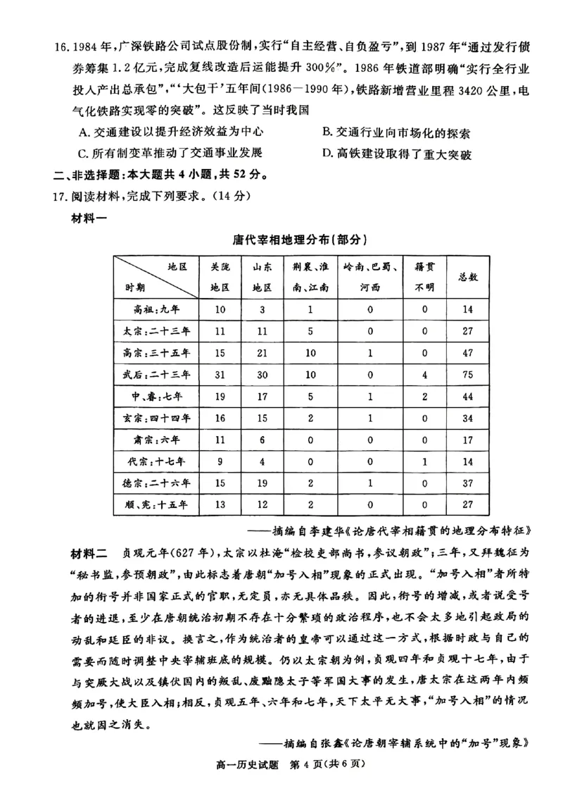 山西晋城市2025-2026学年高一上学期期末自测历史试题含答案_2026年02月高一试卷_260214山西省晋城市2025-2026学年高一上学期2月期末自测（全）