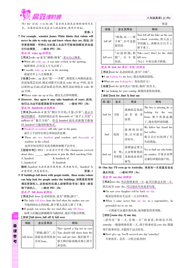 高效课时通人教版英语八年级上册Unit7Willpeoplehaverobots备课参考（PDF版）_最新人教版英语八年级上册_老版（含有参考价值）_备课素材
